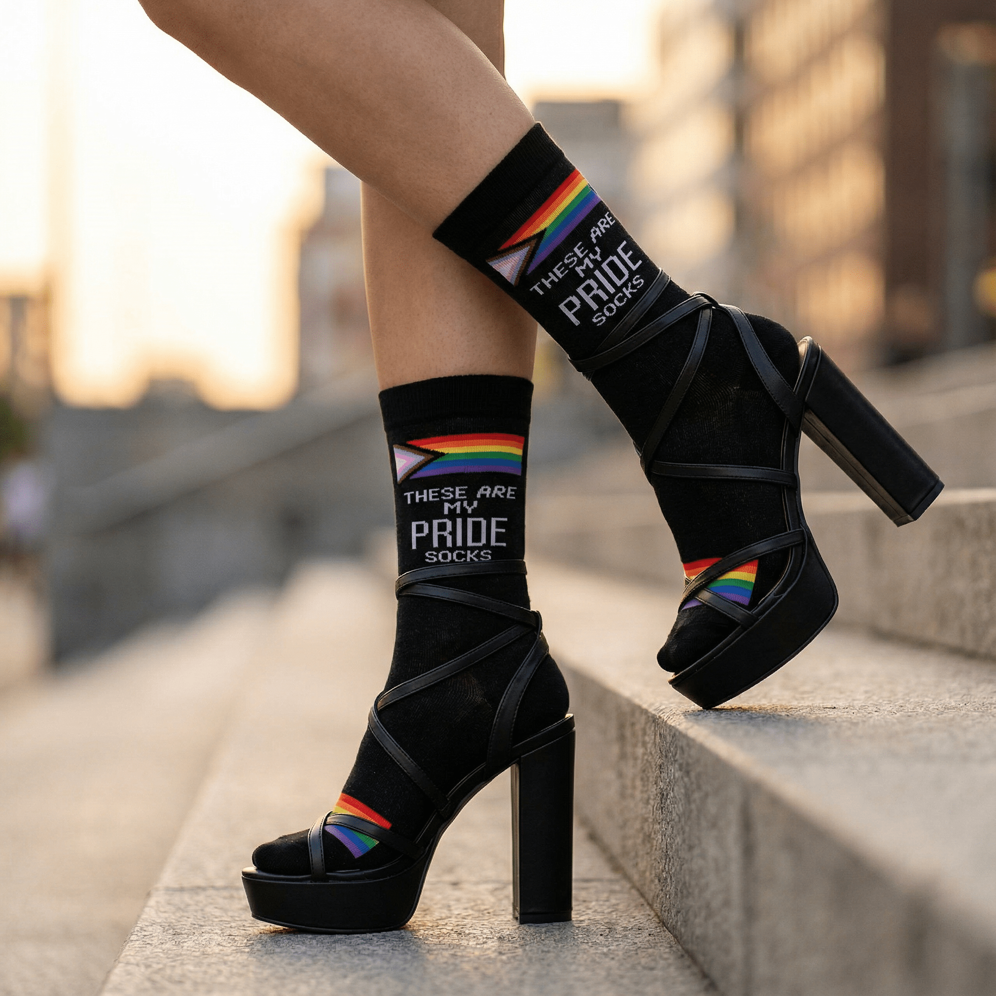 These Are My Pride Socks | LGBTQ+ Rainbow and Black | Gift for Her Him They Socks La Vie Bien These Are My Pride Socks | LGBTQ+ Rainbow and Black | Gift for Her Him They