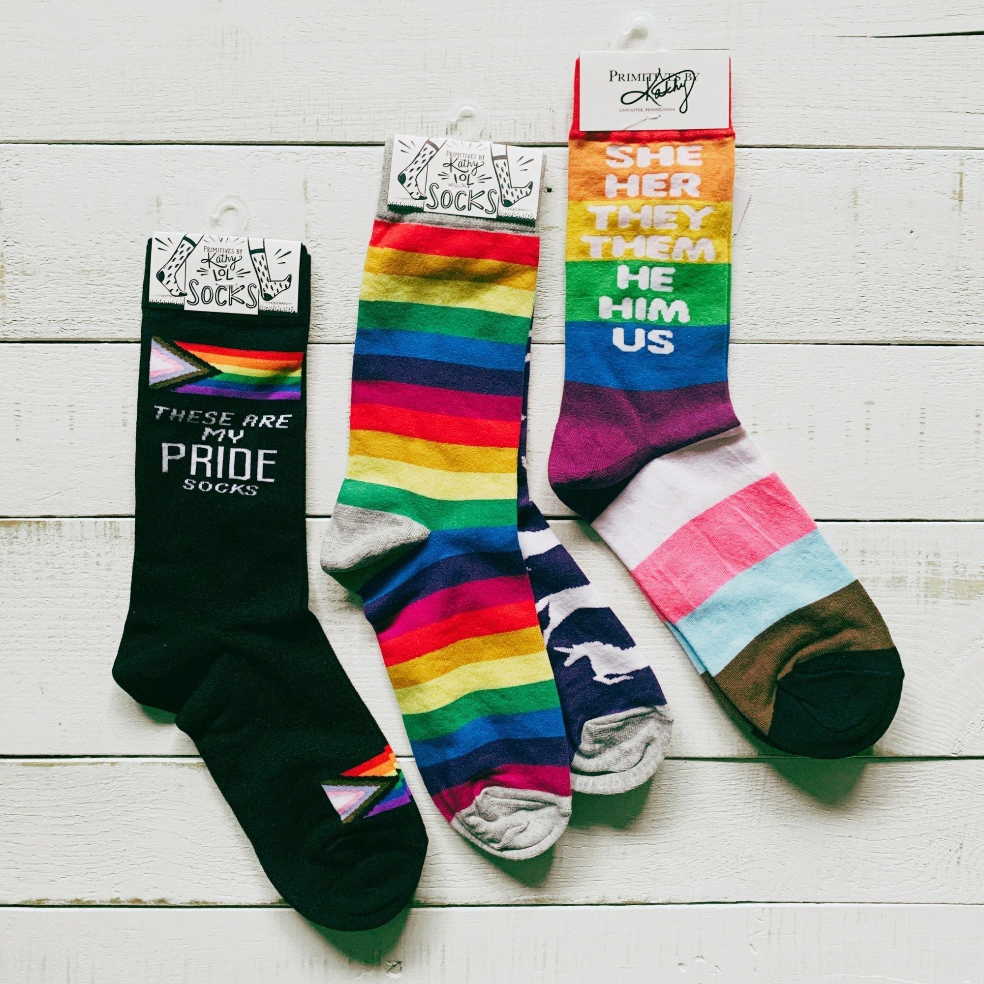 These Are My Pride Socks | LGBTQ+ Rainbow and Black | Gift for Her Him They Socks La Vie Bien These Are My Pride Socks | LGBTQ+ Rainbow and Black | Gift for Her Him They