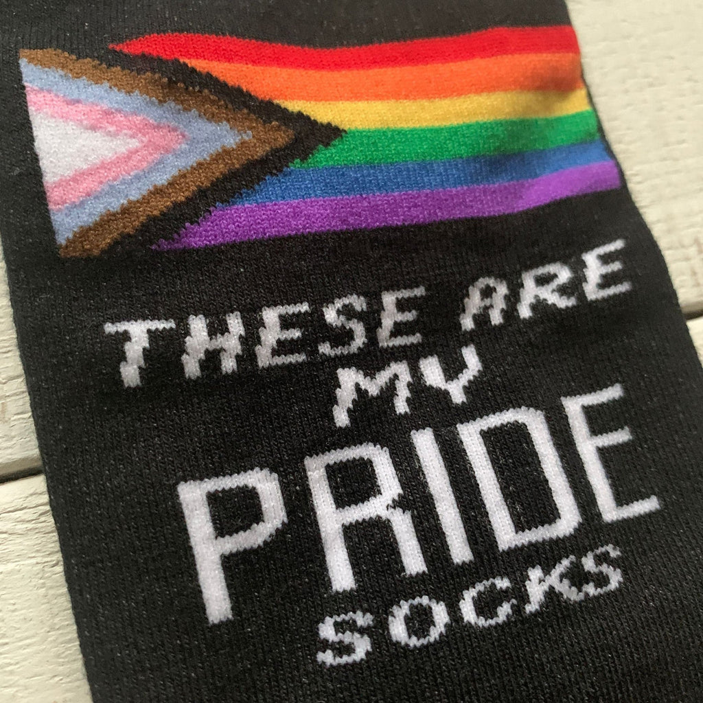 These Are My Pride Socks | LGBTQ+ Rainbow and Black | Gift for Her Him They Socks La Vie Bien These Are My Pride Socks | LGBTQ+ Rainbow and Black | Gift for Her Him They
