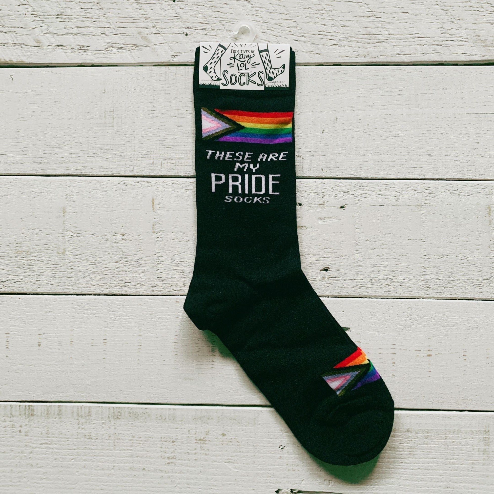 These Are My Pride Socks | LGBTQ+ Rainbow and Black | Gift for Her Him They Socks La Vie Bien These Are My Pride Socks | LGBTQ+ Rainbow and Black | Gift for Her Him They