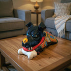 Handpainted Talavera Ceramic Large Laying Dog Decor with Bone