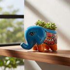 Talavera Elephant Planter | Colorful Hand-Painted Ceramic Animal Pot