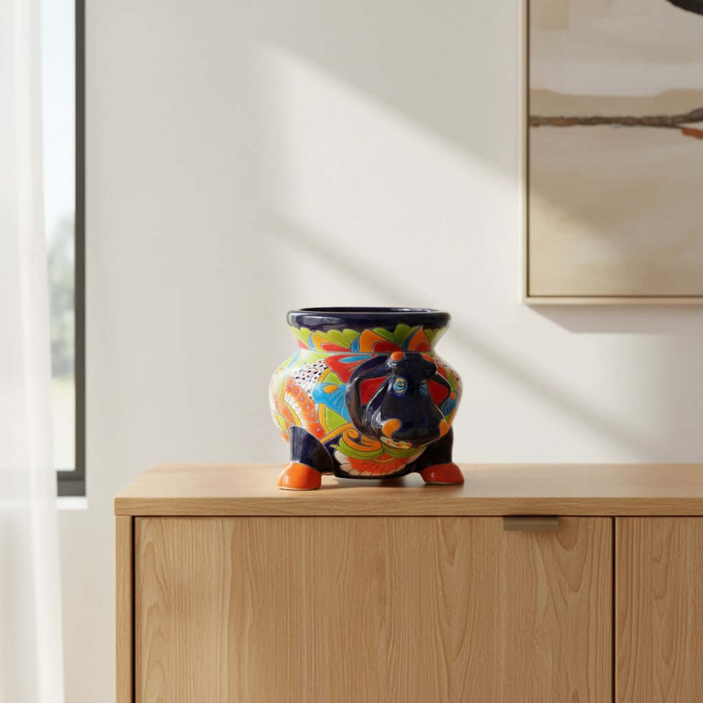 Talavera Cow Planter | Handcrafted Mexican Pottery for Home & Garden