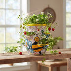 Handcrafted Talavera Strawberry Pot | Bumble Bee Garden Planter
