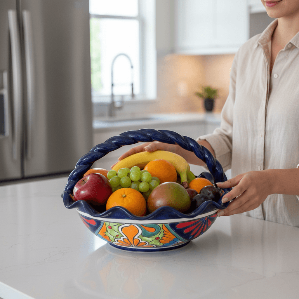Talavera Fruit Basket | Colorful Hand-Painted Centerpiece