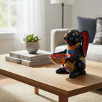 Vibrant Handcrafted Talavera Bunny Statue | Mexican Folk Art Feeder