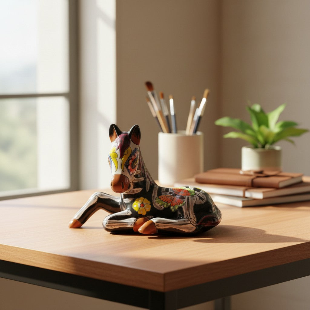 Day of the Dead Talavera Horse Planter | Hand-Painted Pottery