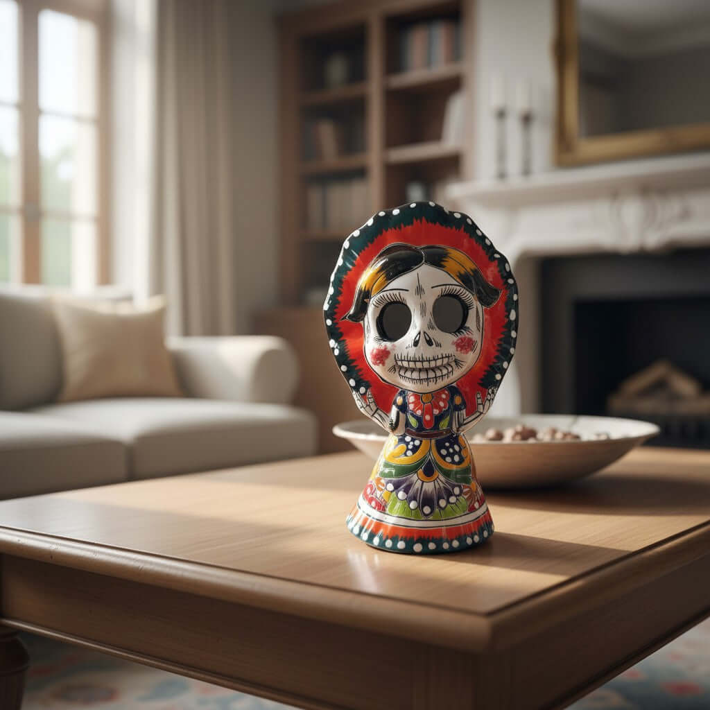 Talavera Skeleton Woman | Day of the Dead Figurine in Traditional Dress