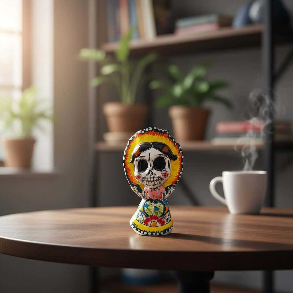 Talavera Skeleton Woman | Day of the Dead Figurine in Traditional Dress