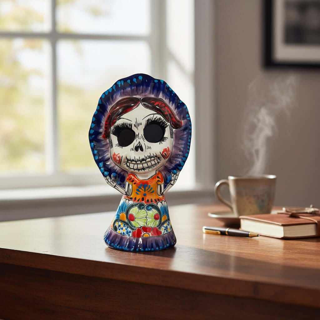 Talavera Skeleton Woman | Day of the Dead Figurine in Traditional Dress