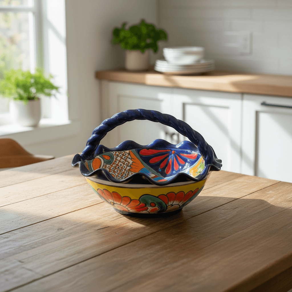 Talavera Fruit Basket | Colorful Hand-Painted Centerpiece