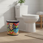 Colorful Talavera Trash Can | Handmade Mexican Waste Bin