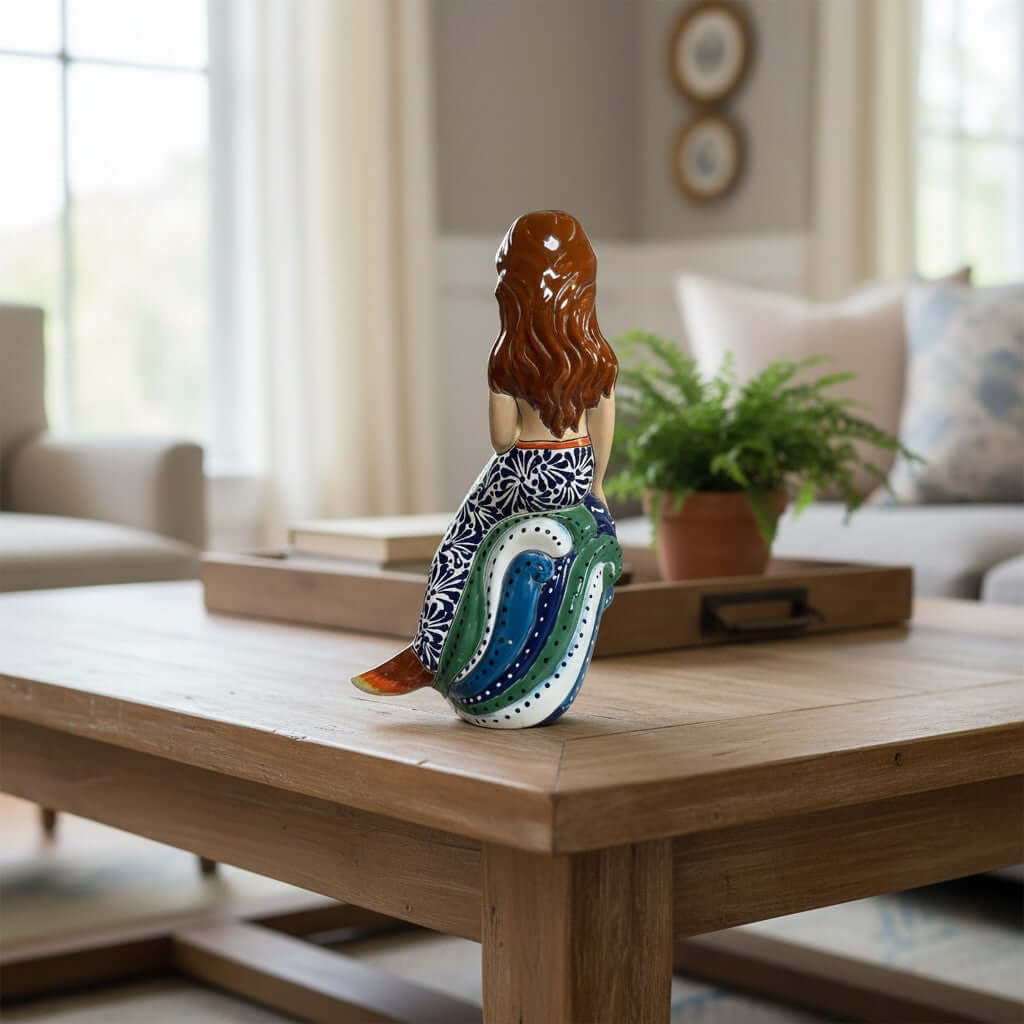 Talavera Mermaid Figurine | Hand-Painted Mexican Pottery