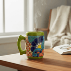 Colorful Handcrafted Mexican Coffee Mug | Talavera Ceramic Art