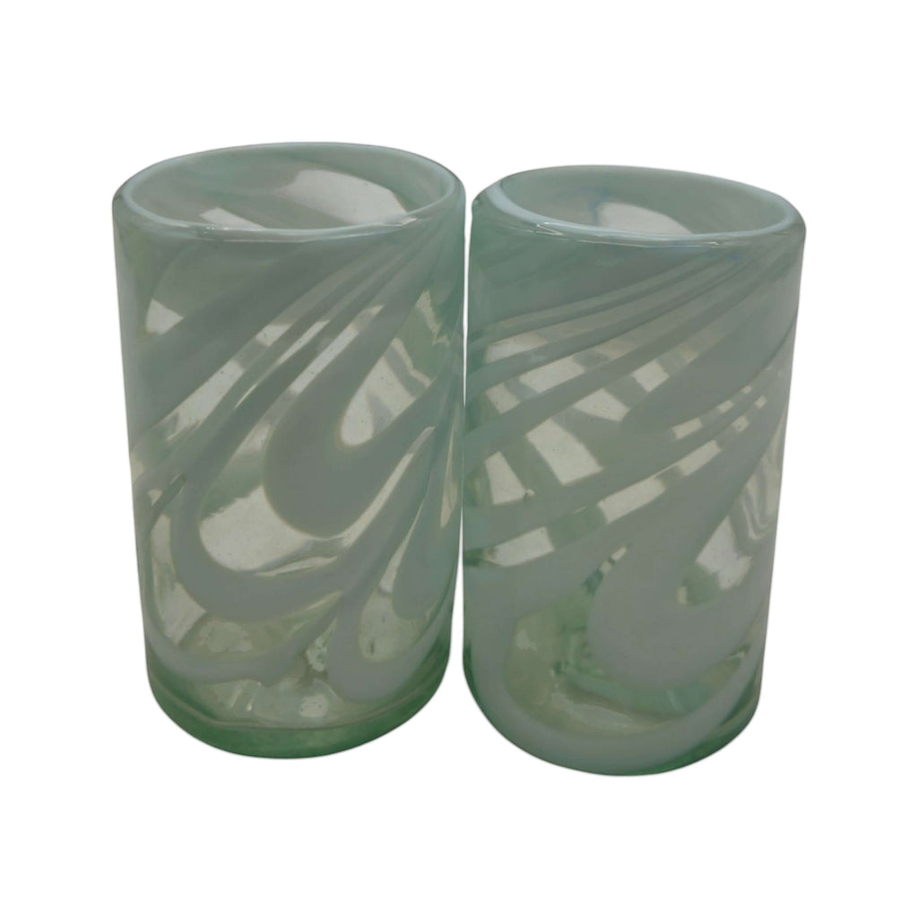 White Swirl Hand-Blown Mexican Glass | Artisan Drinkware