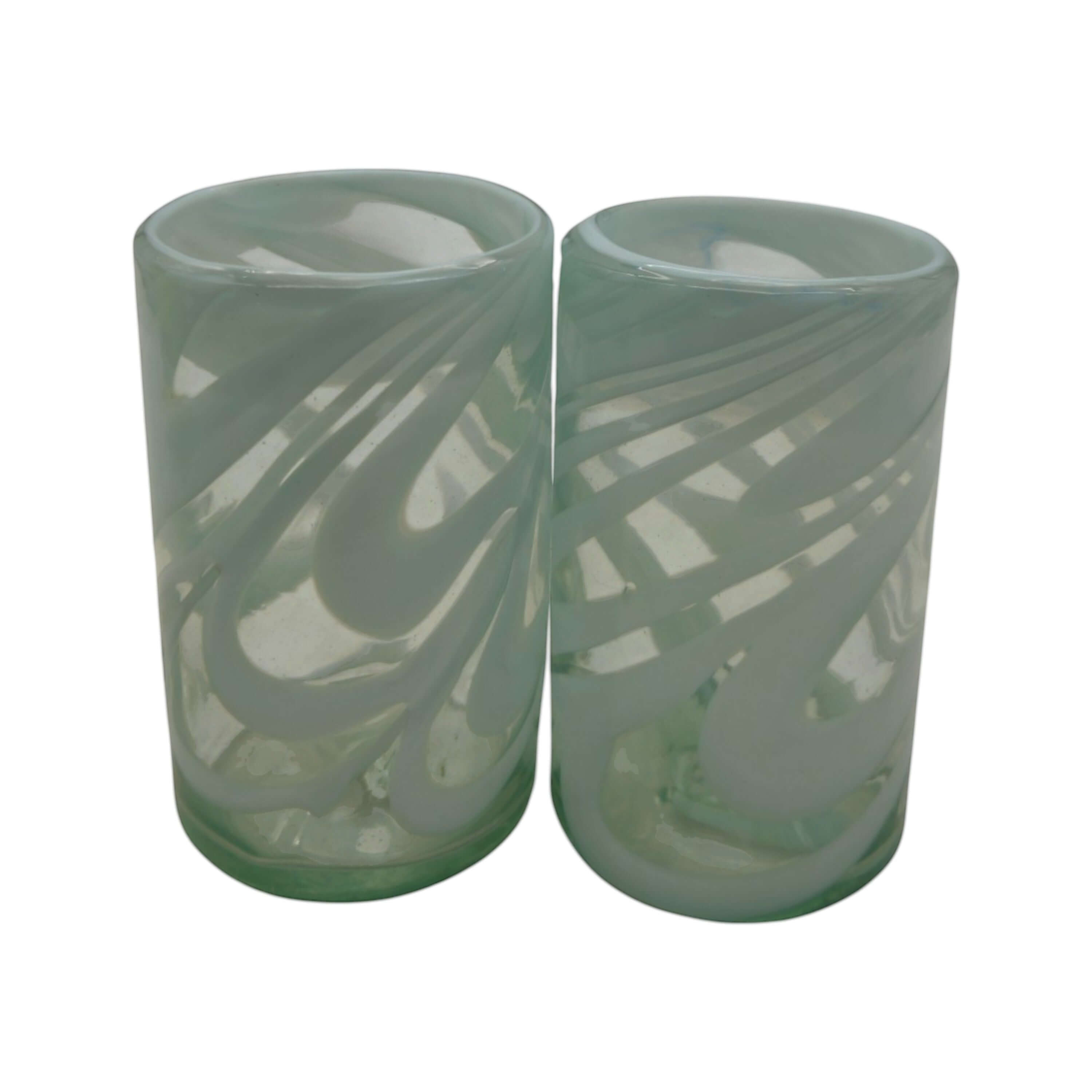 White Swirl Hand-Blown Mexican Glass | Artisan Drinkware