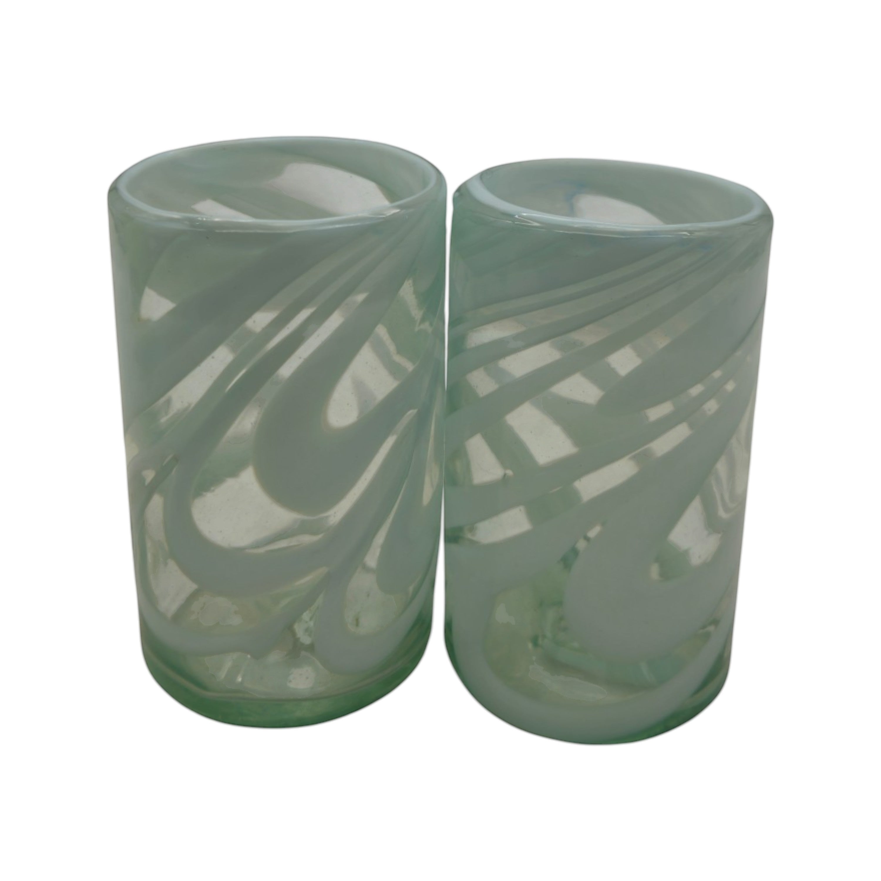 White Swirl Hand-Blown Mexican Glass | Artisan Drinkware