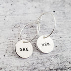 THEY/THEM Pronoun Hoop Earrings Stamped Earrings La Vie Bien THEY/THEM Pronoun Hoop Earrings