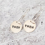 THEY/THEM Pronoun Hoop Earrings Stamped Earrings La Vie Bien THEY/THEM Pronoun Hoop Earrings