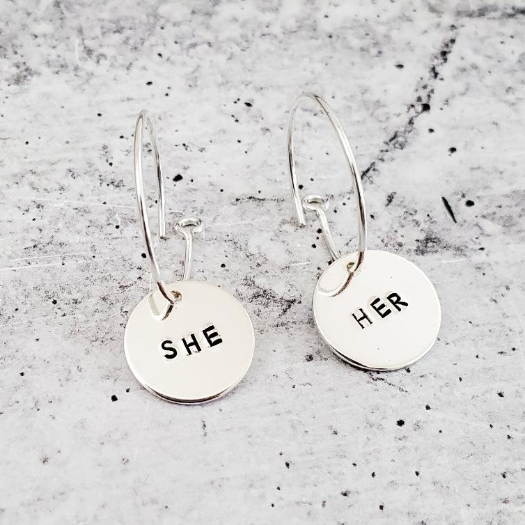 THEY/THEM Pronoun Hoop Earrings Stamped Earrings La Vie Bien THEY/THEM Pronoun Hoop Earrings