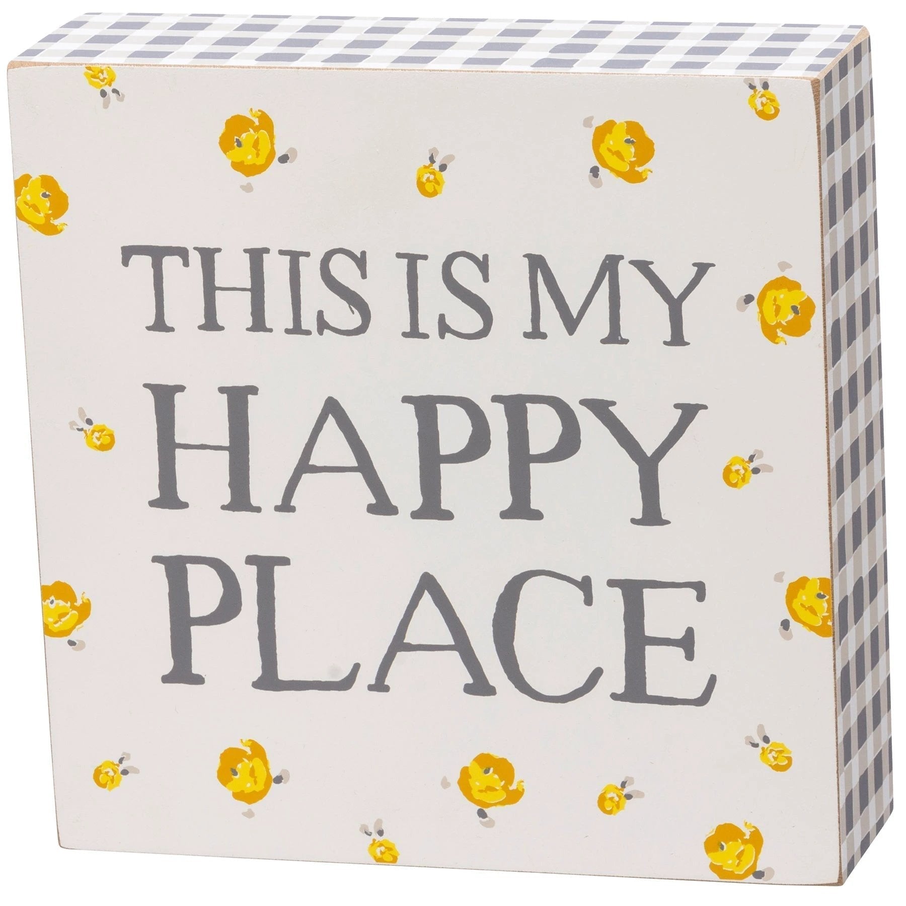 This Is My Happy Place Watercolor Box Sign | Home Wooden Sign Decor Display | 6" x 6" by The Bullish Store