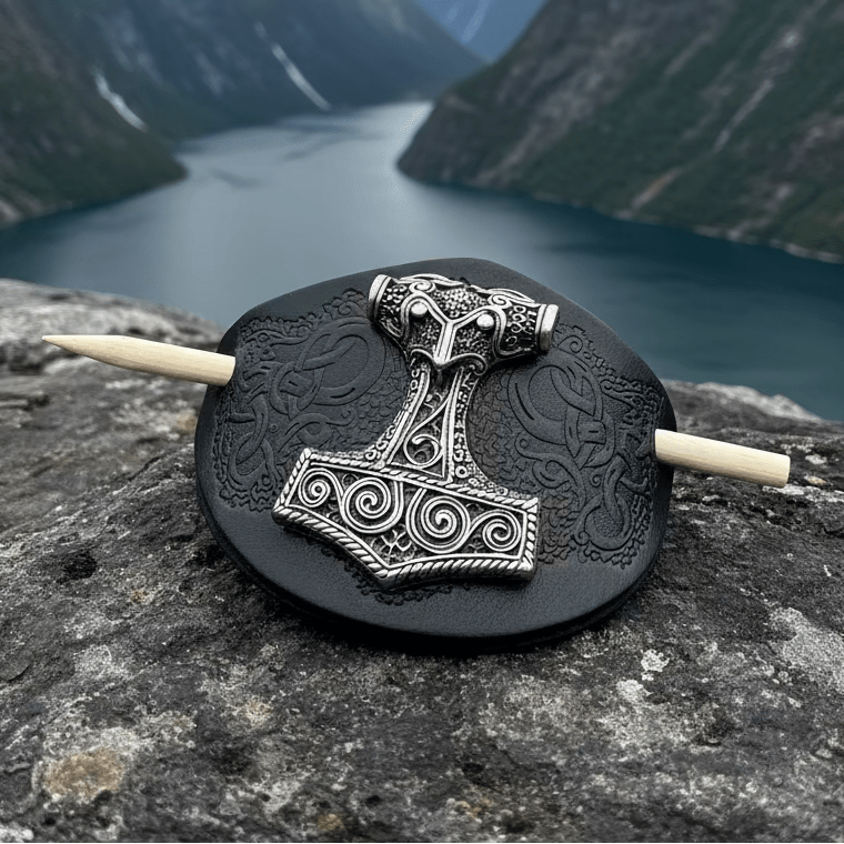 Thor's Hammer Leather Hair Slide for Women Hair Slide La Vie Bien Thor's Hammer Leather Hair Slide for Women