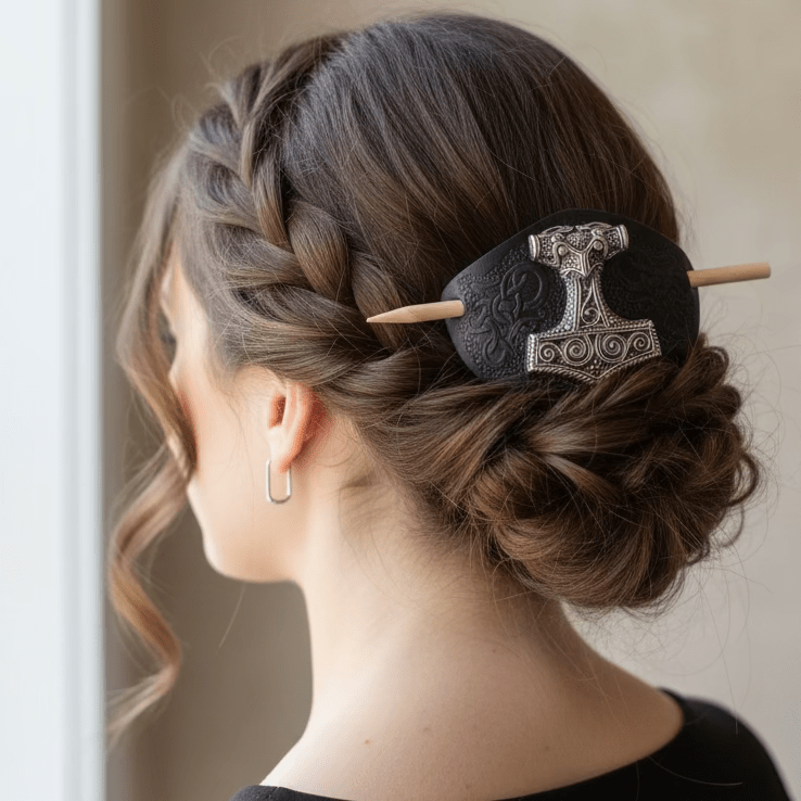 Thor's Hammer Leather Hair Slide for Women Hair Slide La Vie Bien Thor's Hammer Leather Hair Slide for Women