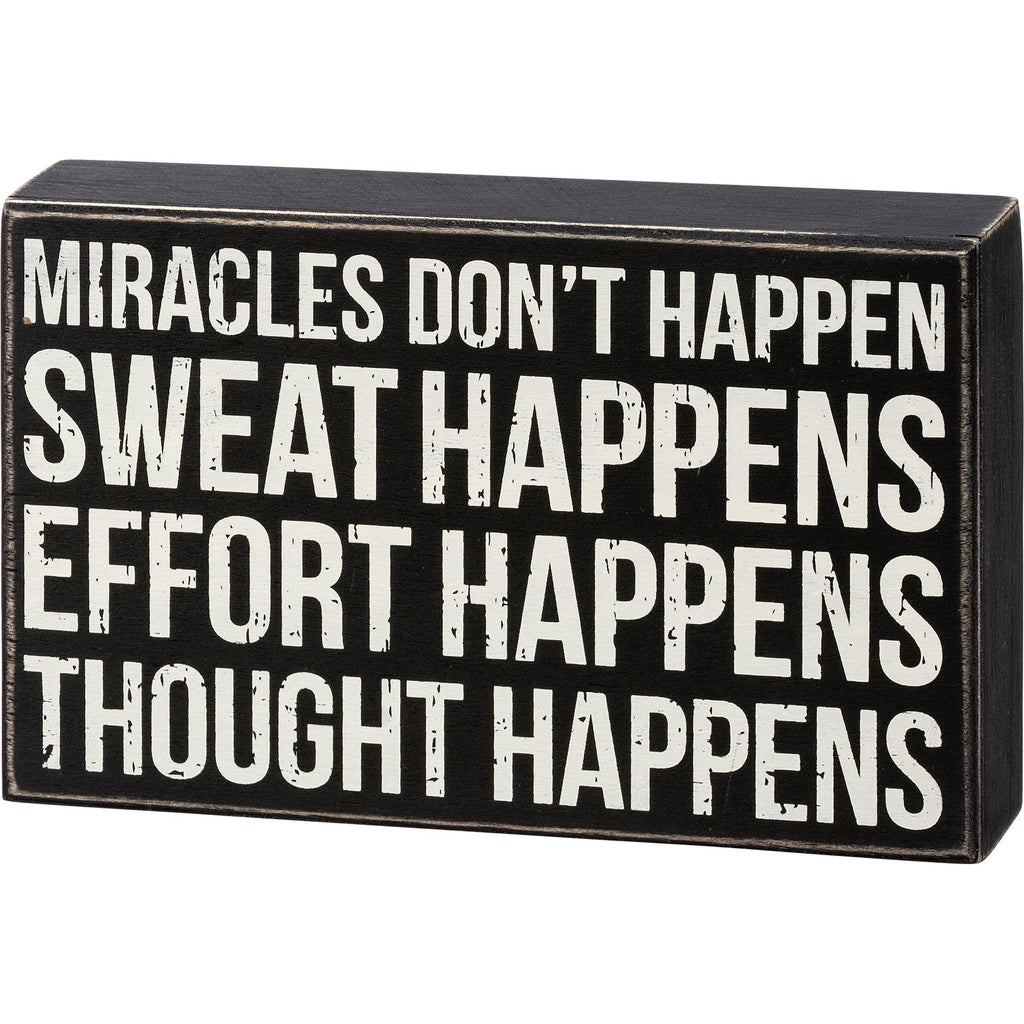 Thought Happens Inspo Box Sign | Classic Black & White Wooden Sign Display | 8" x 5" Decor La Vie Bien Thought Happens Inspo Box Sign | Classic Black & White Wooden Sign Display | 8" x 5"