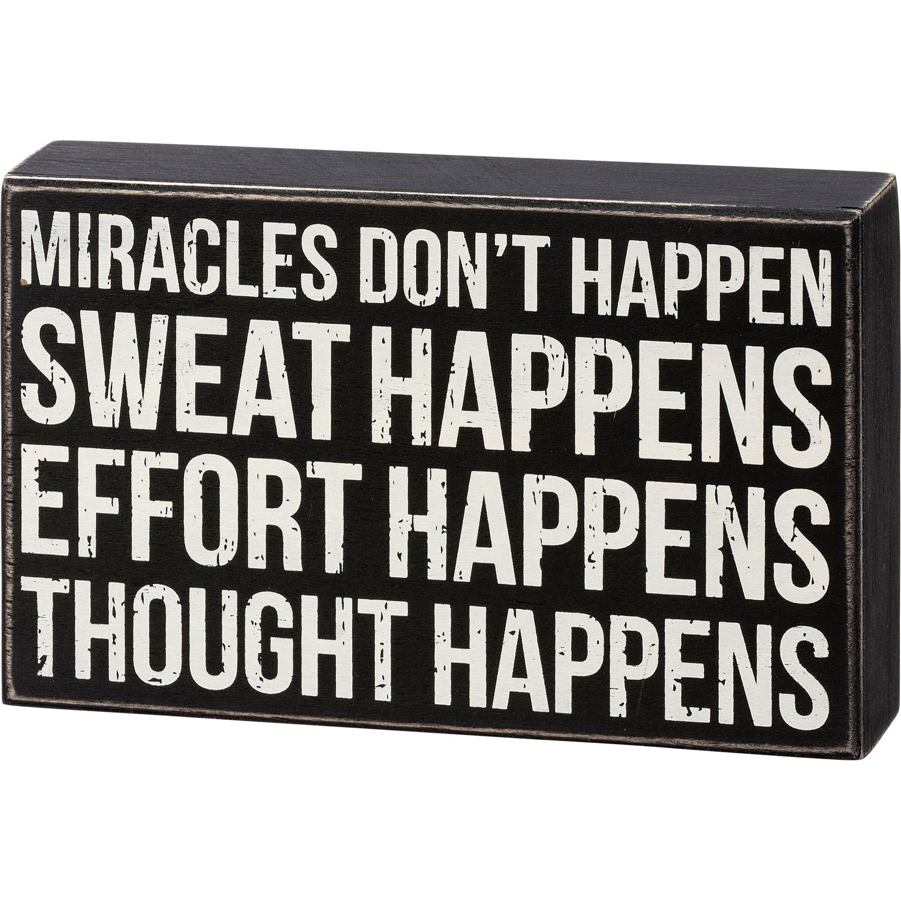 Thought Happens Inspo Box Sign | Classic Black & White Wooden Sign Display | 8" x 5" Decor La Vie Bien Thought Happens Inspo Box Sign | Classic Black & White Wooden Sign Display | 8" x 5"