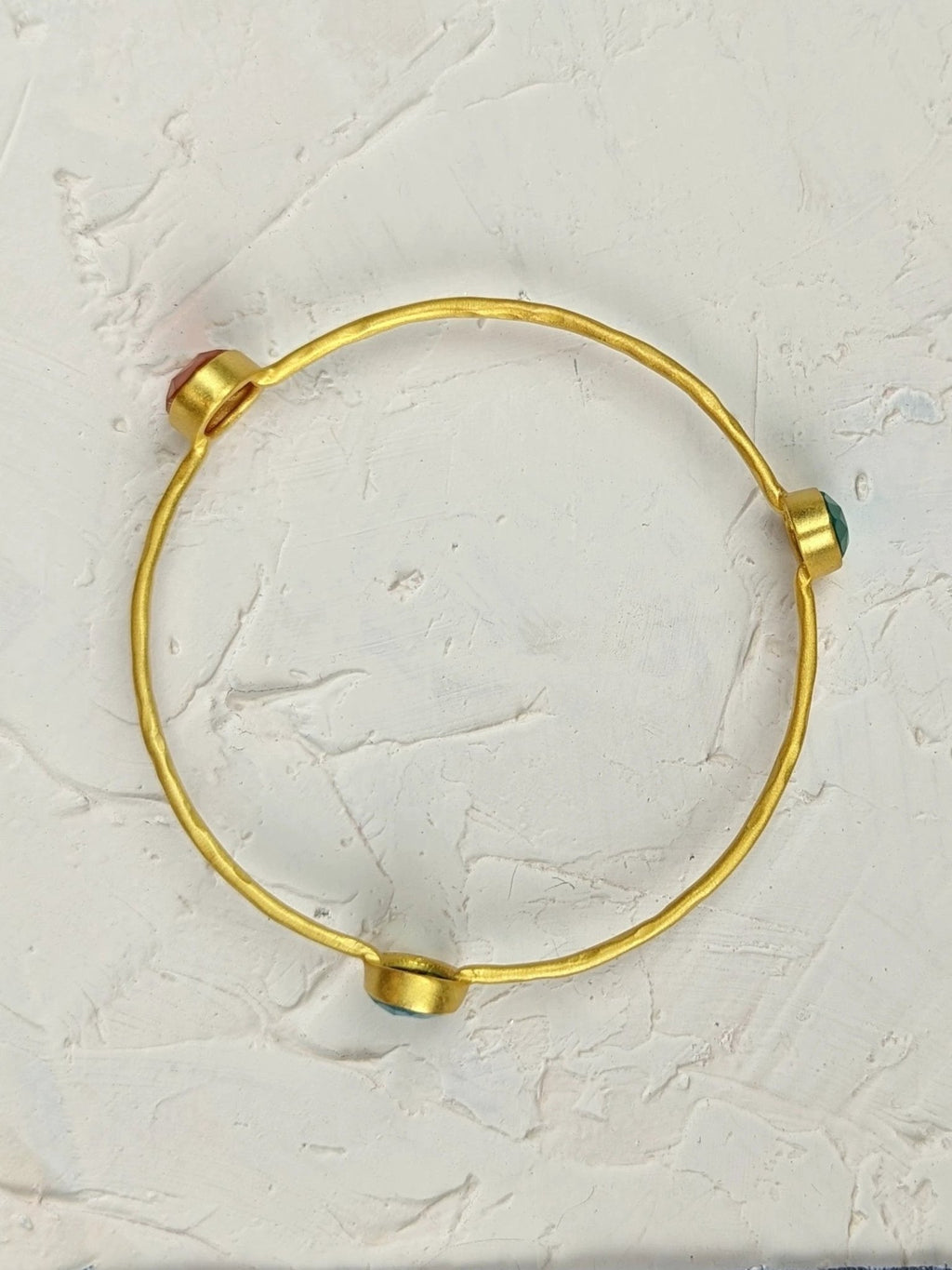 Three Gems Gold Bangle by Ash & Rose