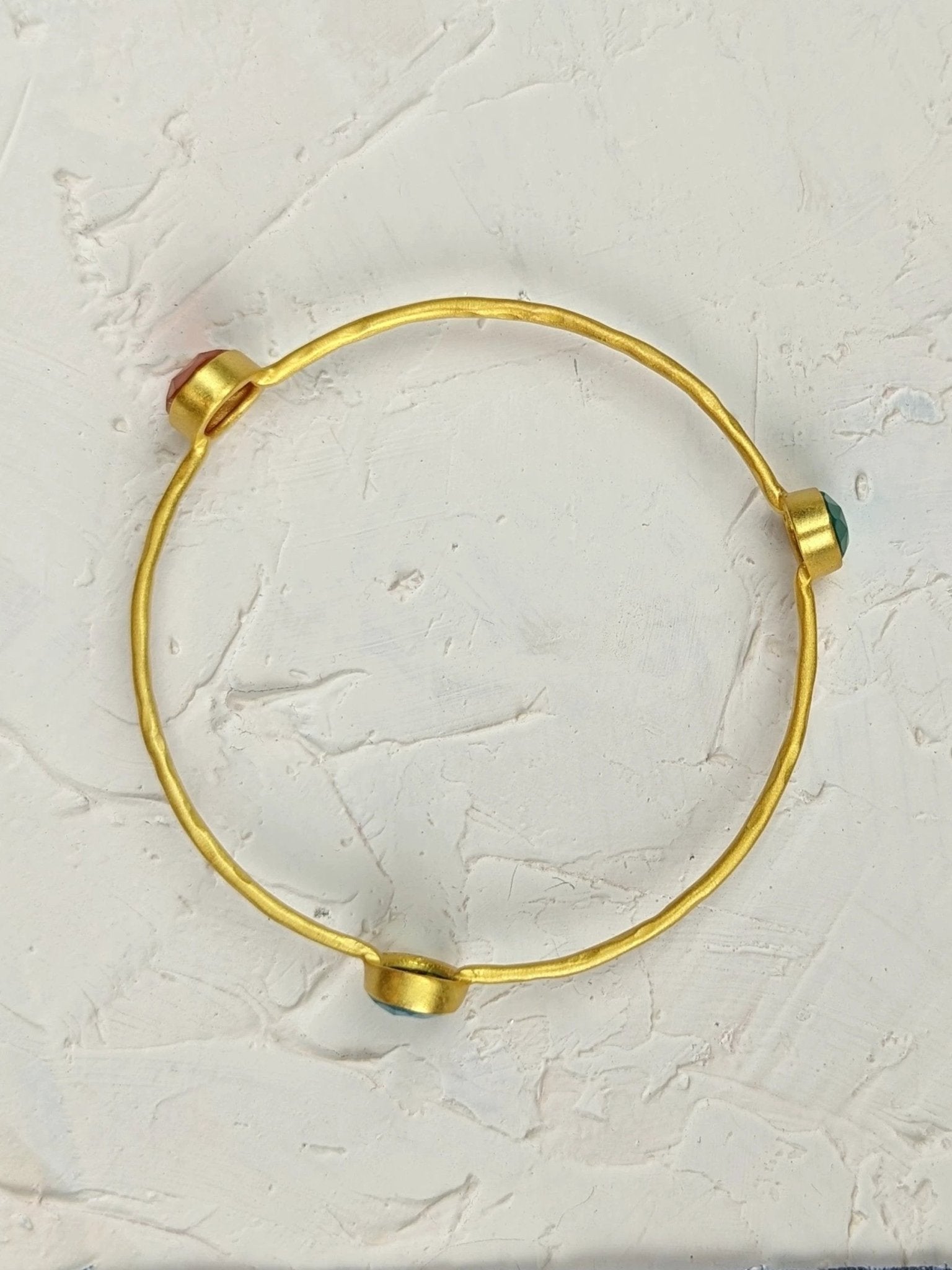 Three Gems Gold Bangle by Ash & Rose