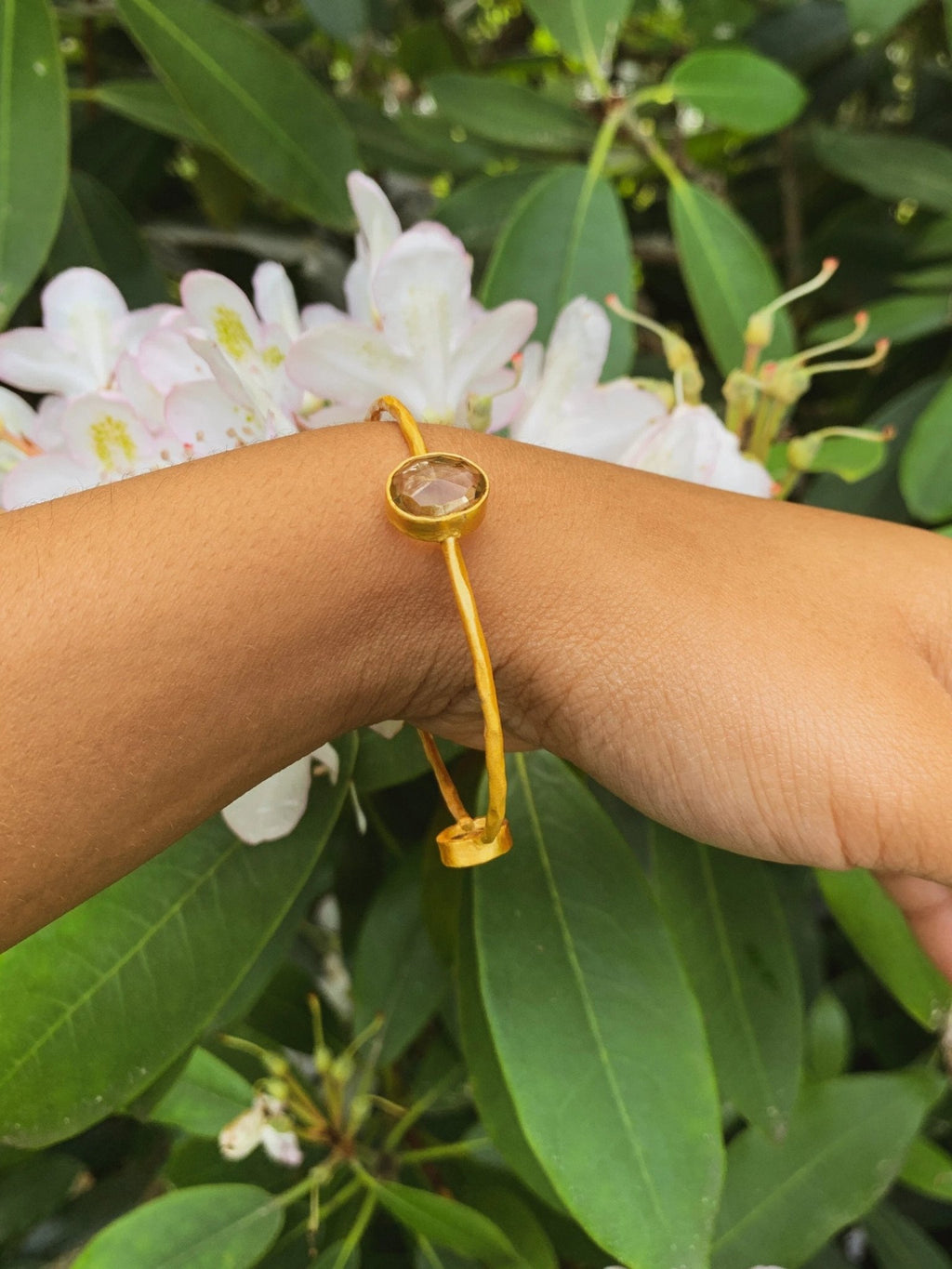 Three Gems Gold Bangle by Ash & Rose