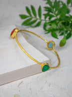 Three Gems Gold Bangle by Ash & Rose