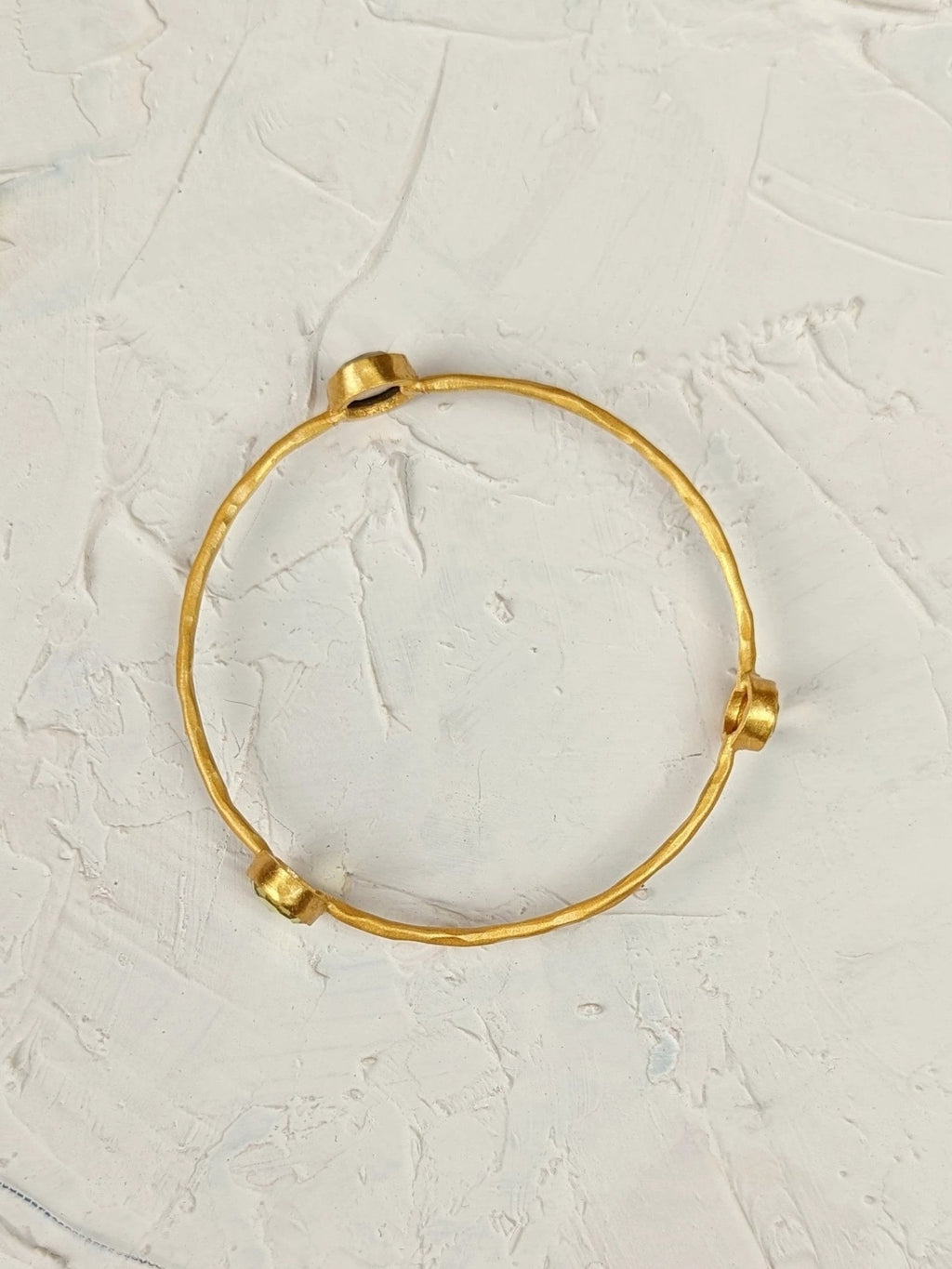 Three Gems Gold Bangle by Ash & Rose