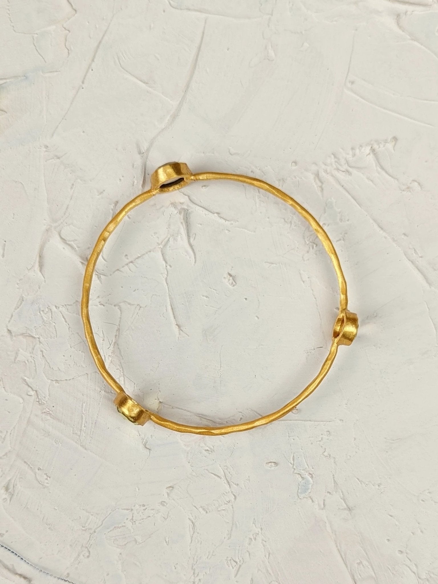 Three Gems Gold Bangle by Ash & Rose