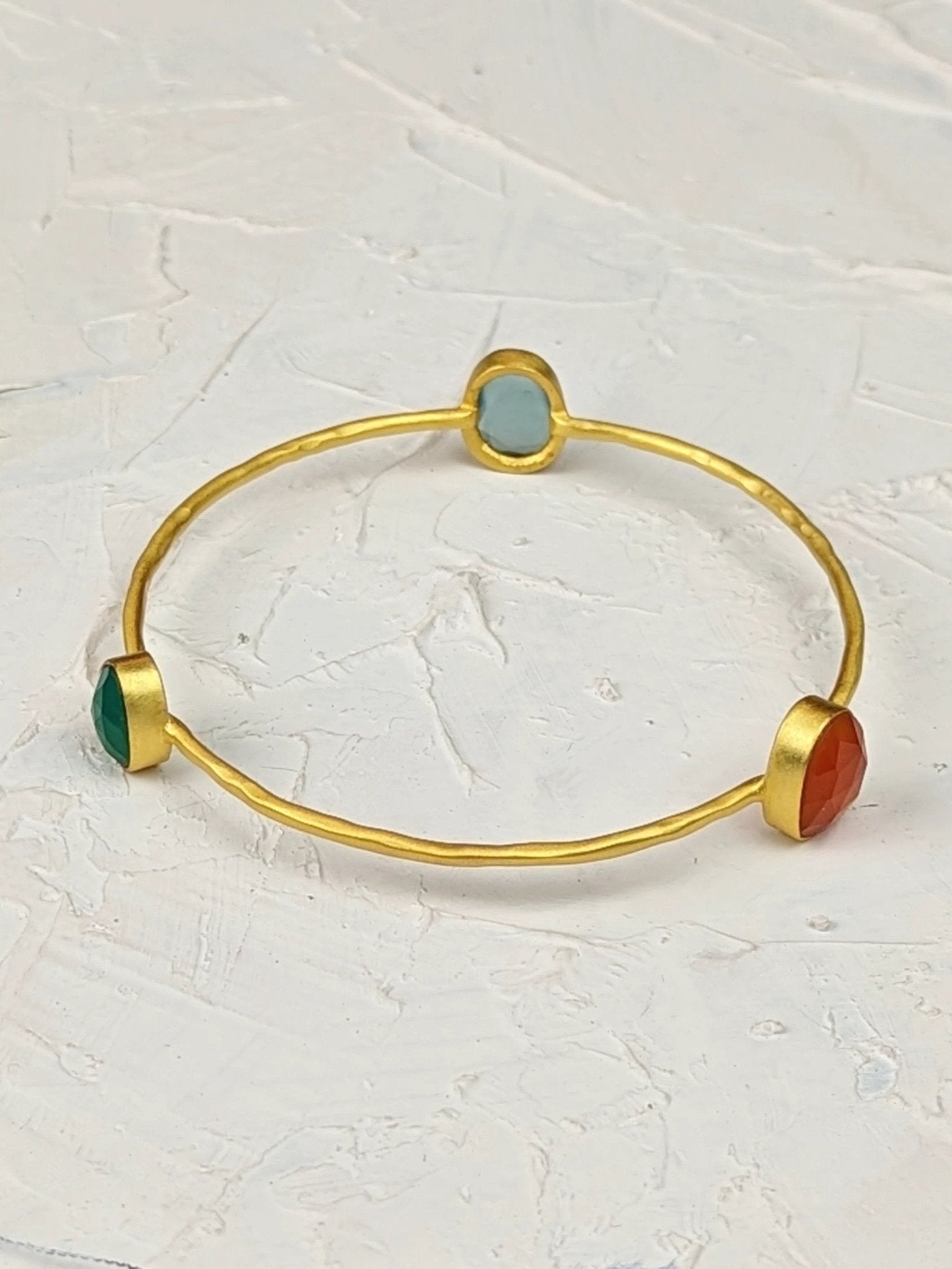 Three Gems Gold Bangle by Ash & Rose