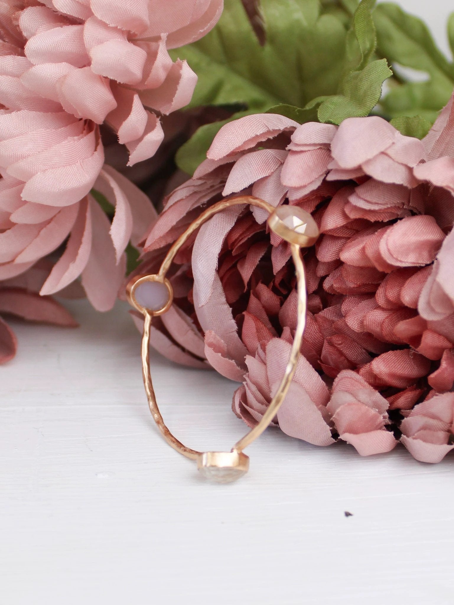 Three Stone Bangle Bracelet (size XS) by Ash & Rose