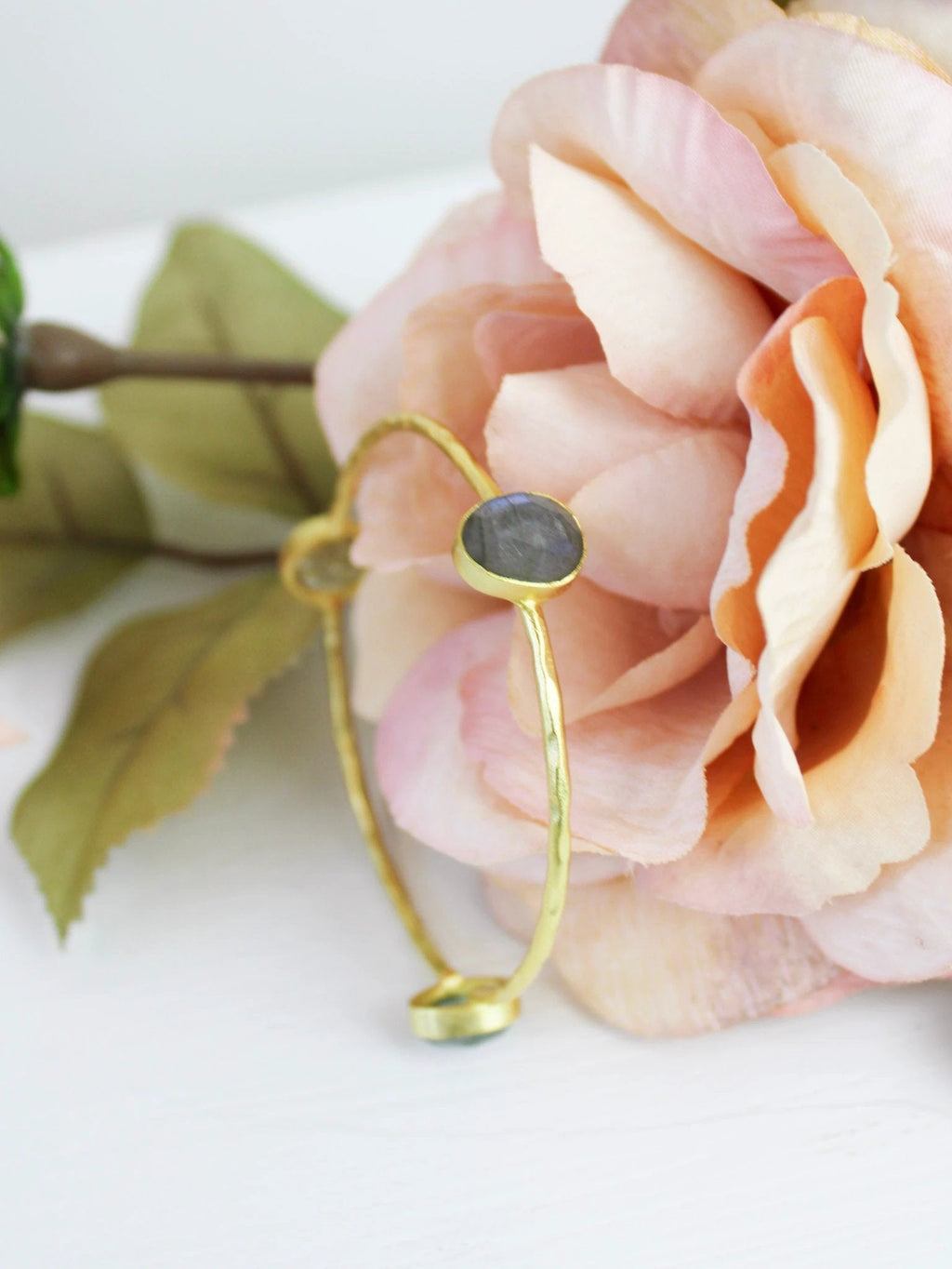 Three Stone Bangle Bracelet (size XS) by Ash & Rose
