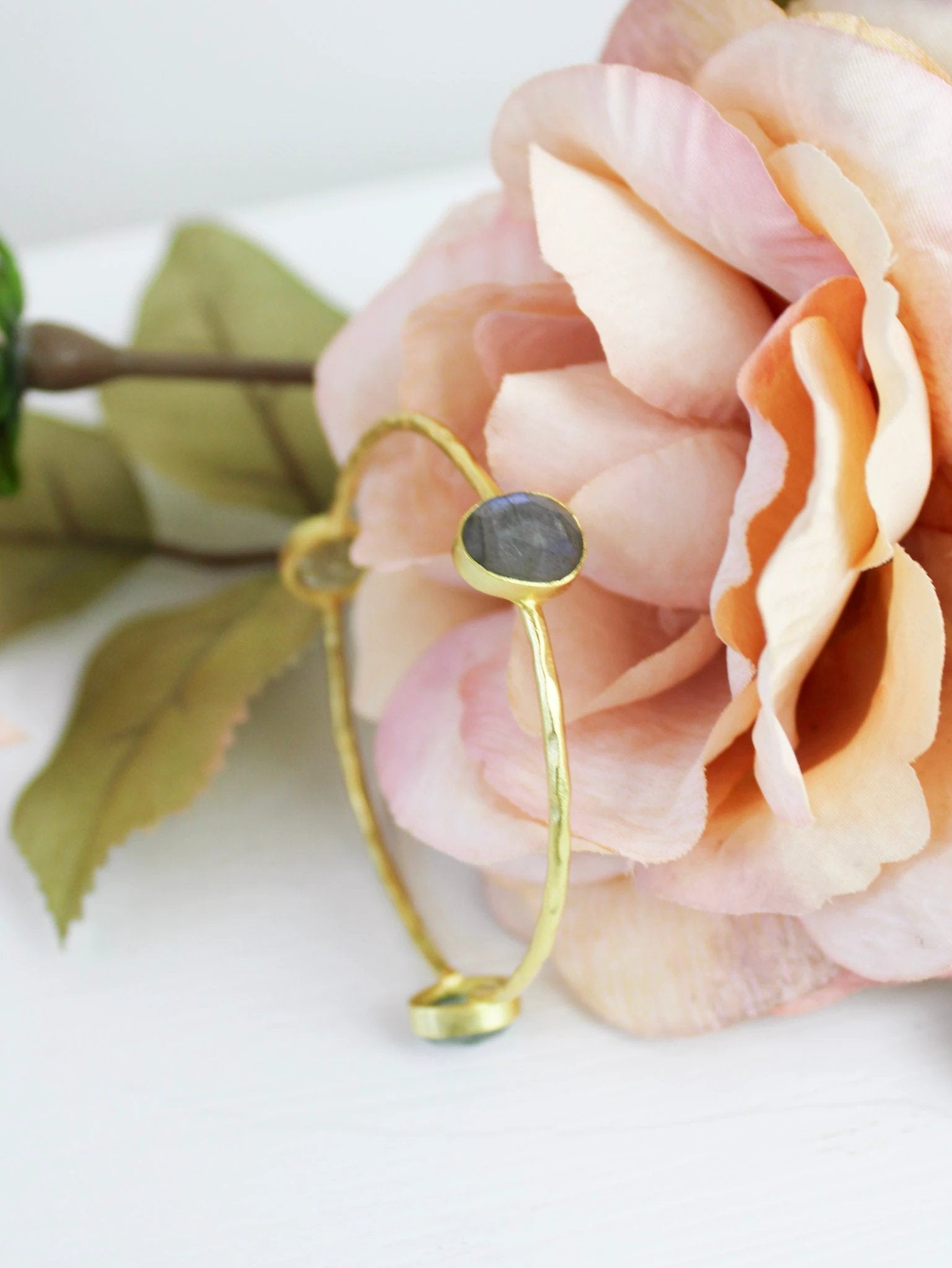 Three Stone Bangle Bracelet (size XS) by Ash & Rose