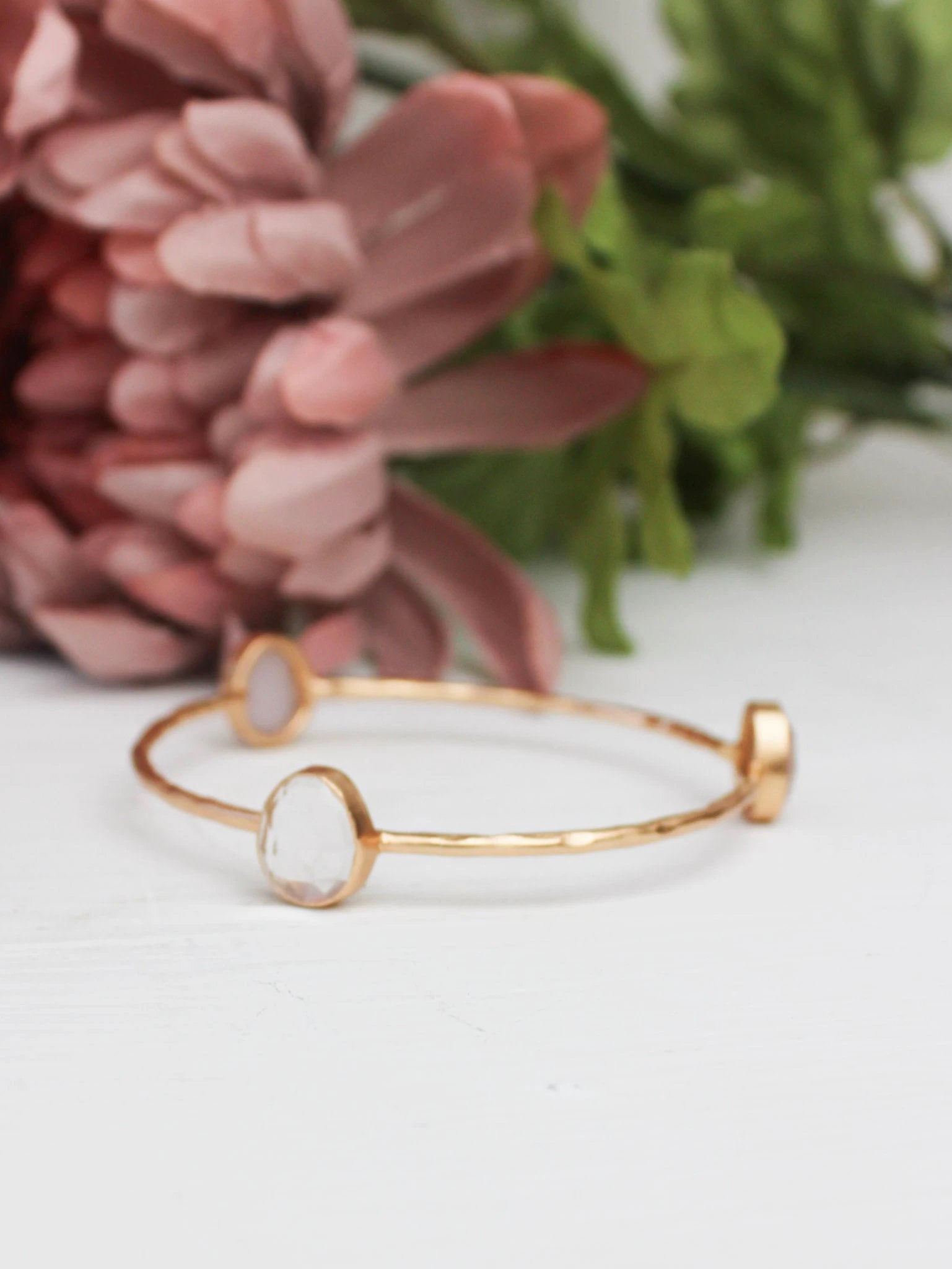 Three Stone Bangle Bracelet (size XS) by Ash & Rose