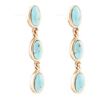 Three Times the Blue Turquoise Golden Drop Earrings by Barse Jewelry