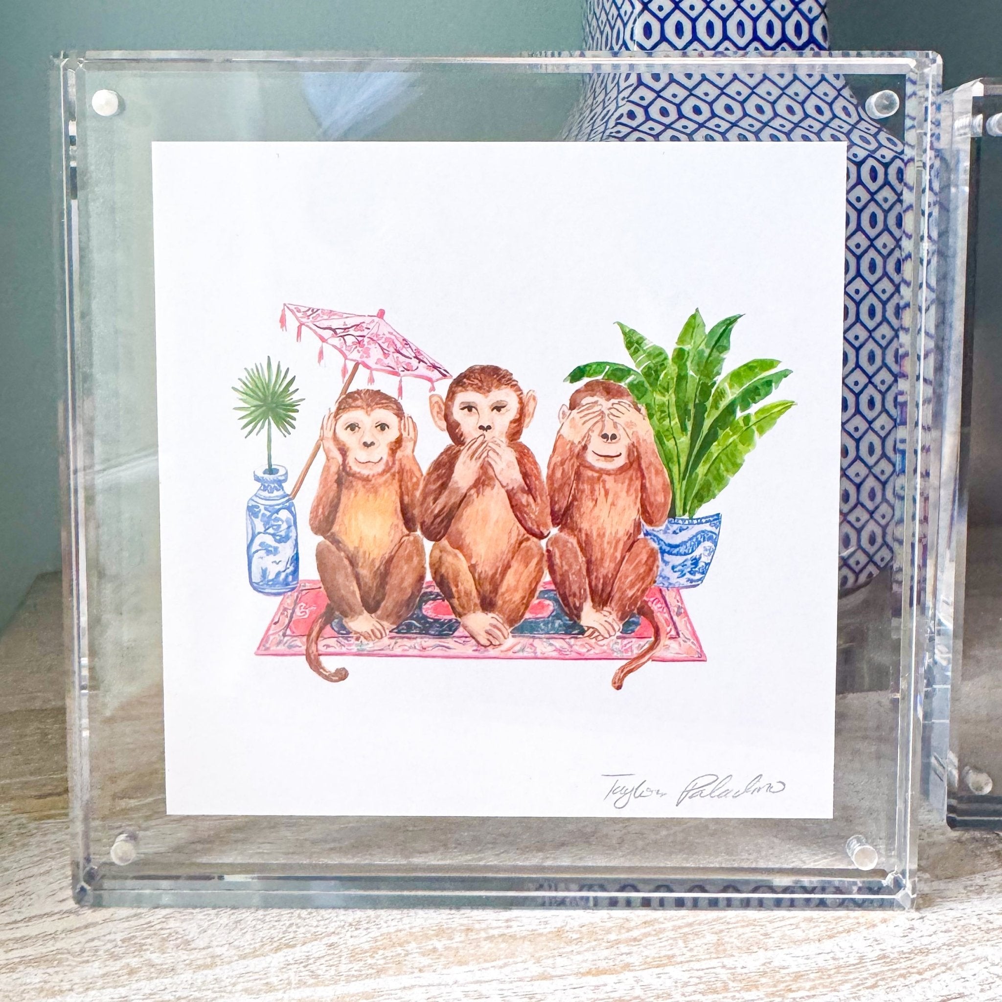 Three Wise Monkeys Print ART La Vie Bien Three Wise Monkeys Print