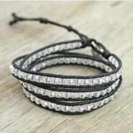 Three Wrap Bracelet with Leather & Beads - Thailand Bracelets La Vie Bien Three Wrap Bracelet with Leather & Beads - Thailand