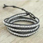 Three Wrap Bracelet with Leather & Beads - Thailand Bracelets La Vie Bien Three Wrap Bracelet with Leather & Beads - Thailand