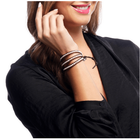 Three Wrap Bracelet with Leather & Beads - Thailand Bracelets La Vie Bien Three Wrap Bracelet with Leather & Beads - Thailand
