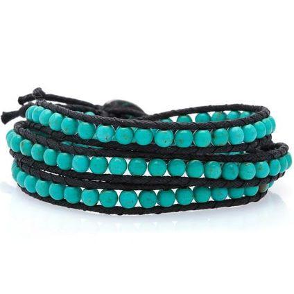 Three Wrap Bracelet with Leather & Beads - Thailand Bracelets La Vie Bien Three Wrap Bracelet with Leather & Beads - Thailand