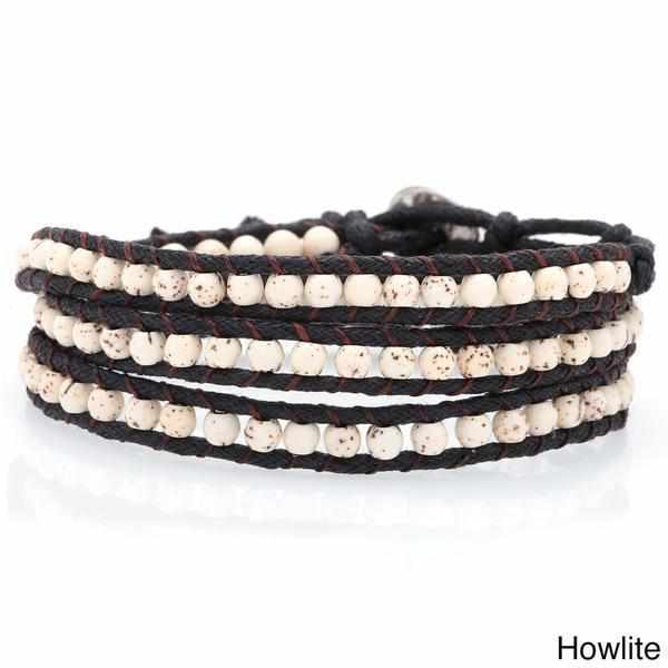 Three Wrap Bracelet with Leather & Beads - Thailand Bracelets La Vie Bien Three Wrap Bracelet with Leather & Beads - Thailand