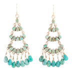 Triple the Blue Turquoise Golden Chandelier Earrings by Barse Jewelry