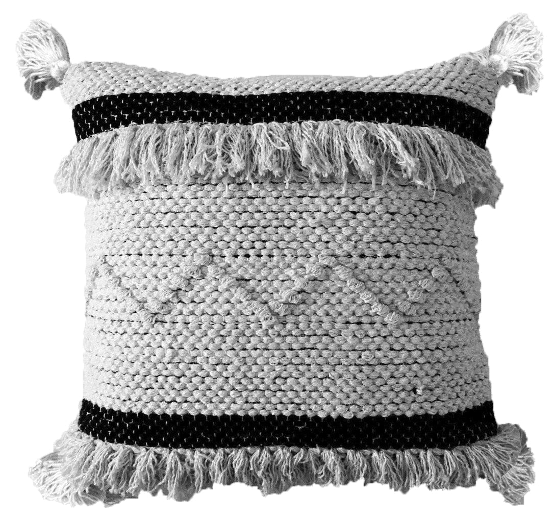 Throw Pillow Cover Black & Beige Stripes 20" X 20" with Insert Home Furnishings La Vie Bien Throw Pillow Cover Black & Beige Stripes 20" X 20" with Insert
