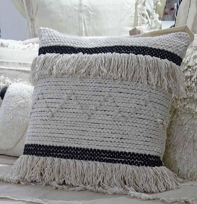Throw Pillow Cover Black & Beige Stripes 20" X 20" with Insert Home Furnishings La Vie Bien Throw Pillow Cover Black & Beige Stripes 20" X 20" with Insert